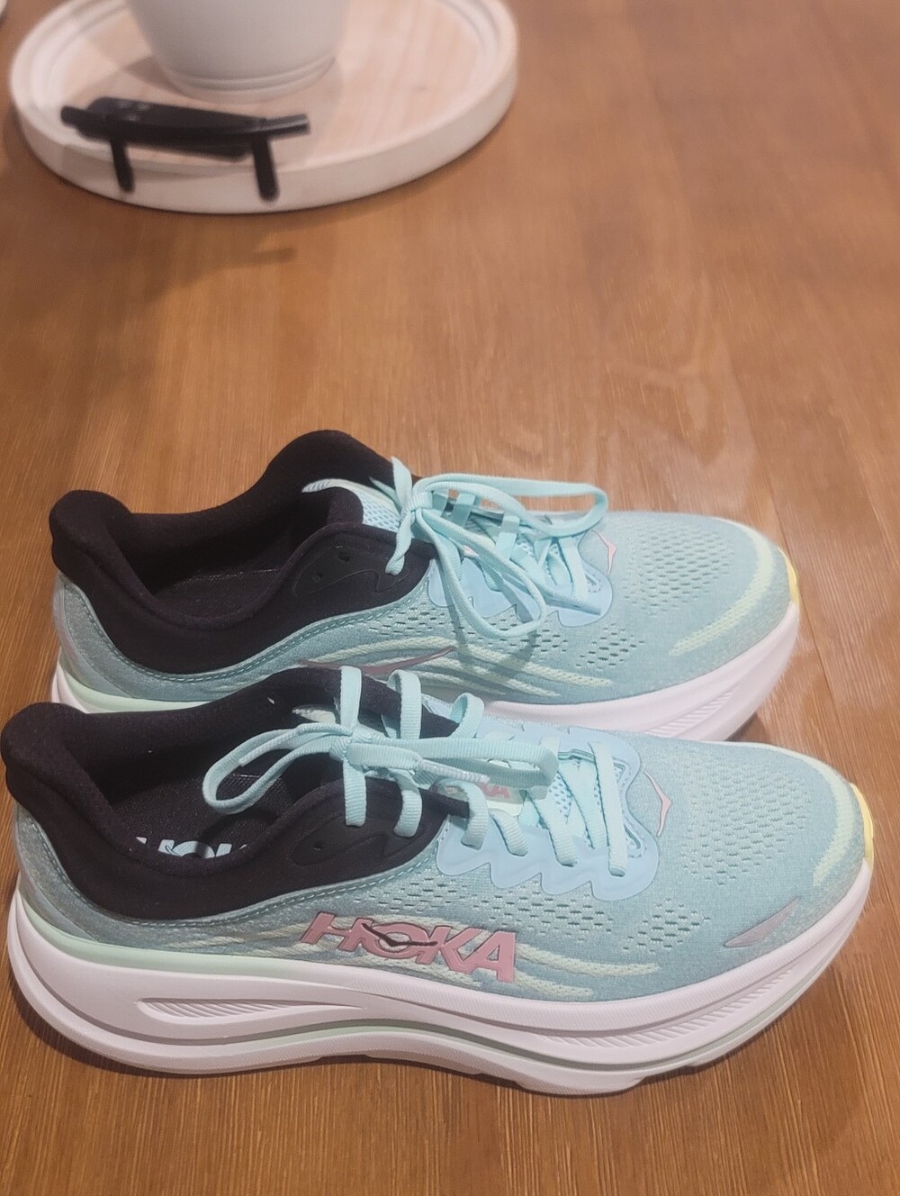 Hoka Women's Mint Blue and Black Running Shoes with Pink Logo 9.5B - Picture 10 of 10